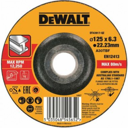 Круг обдир. по металлу ,125х22.2х6,3мм,тип27 DT43917-QZ DT43917-QZ DeWalt Круг обдир. по металлу ,125х22.2х6,3мм,тип27 DT43917-QZ DT43917-QZ DeWalt