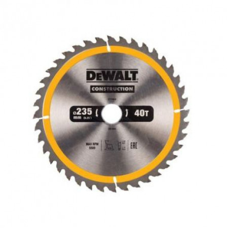 Пильный диск CONSTRUCTION по дереву с гвоздями 235/30 40 ATB+10° DT1955-QZ DeWalt