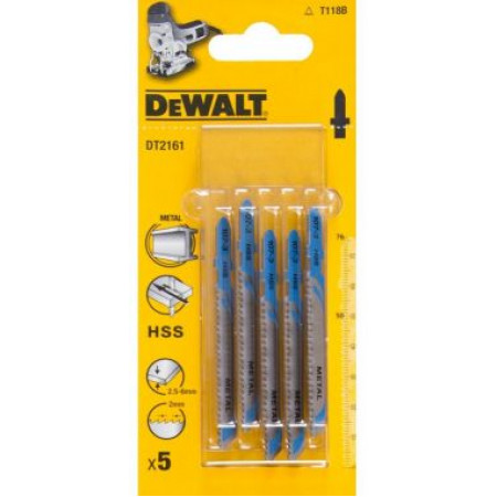 Пилка для лобзика, по металлу HSS 76 x 50 x 2 x 6 мм, T118B, 5 шт. DT2161-QZ DeWalt