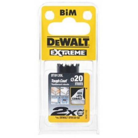 Коронка биметаллическая COBALT 20х37мм DT8120L-QZ DeWalt