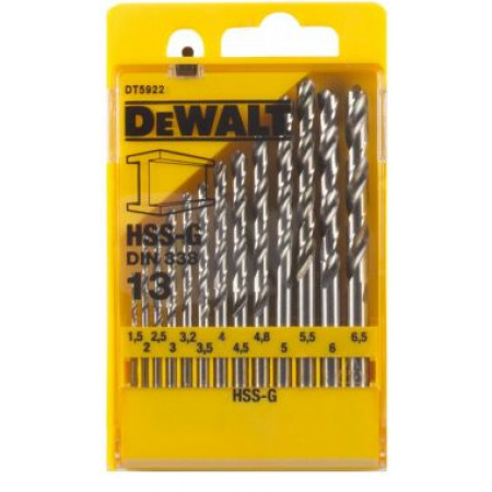 Набор сверл по металлу HSS-G 1.5-6.5мм 13шт DT5922-QZ DeWalt