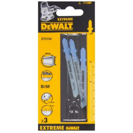 Пилка для лобзика по металлу BIM EXTREME 76x51x1.8x6 мм T118BF 3шт DT2154-QZ DeWalt