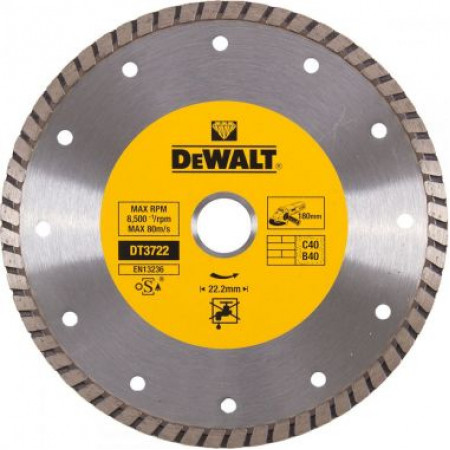 Алмазный круг Turbo универсальный 180х22.2,h=7мм DT3722-QZ DeWalt