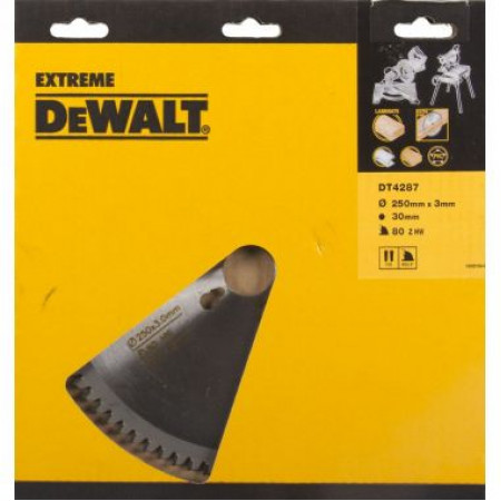 Пильный диск EXTREME по дереву 250/30 2.2/3.0 80 TFZ-5° DT4287-QZ DeWalt Пильный диск EXTREME по дереву 250/30 2.2/3.0 80 TFZ-5° DT4287-QZ DeWalt