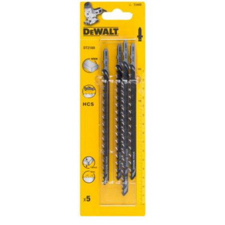 Пилка для лобзика по дереву HCS 152x116x4.0x100 мм T344D 5шт DT2169-QZ DeWalt