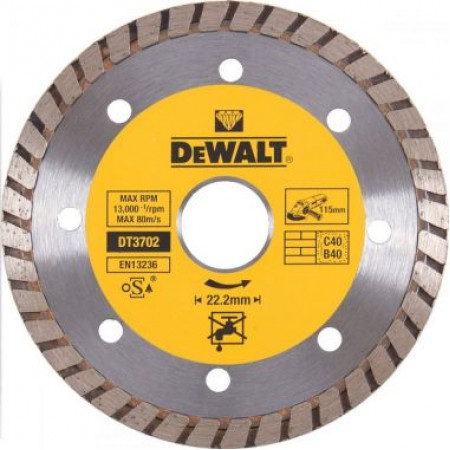Алмазный круг Turbo, универсальный, 115 x 22.2 мм, h=7 DT3702-QZ DeWalt