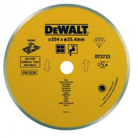Алмазный круг сплошной для плиткореза 250х25.4 h=8мм DT3733-XJ DeWalt Алмазный круг сплошной для плиткореза 250х25.4 h=8мм DT3733-XJ DeWalt