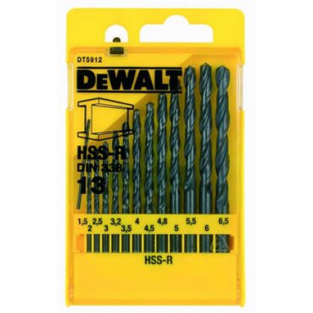 Набор сверл по металлу HSS-R, 1.5-6.5, 13 шт. DT5912-QZ DeWalt Набор сверл по металлу HSS-R, 1.5-6.5, 13 шт. DT5912-QZ DeWalt