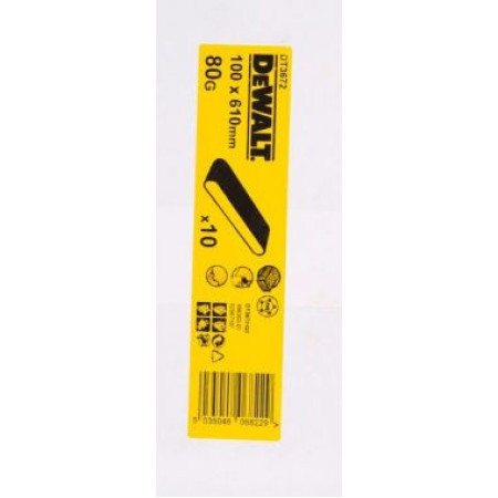 Шлифленты 100 x 610 мм, 80G, 10 шт. DeWalt DT3672-QZ
