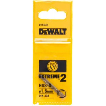 Сверло EXTREME 2, по металлу HSS-G, 1.5 x 40 x 18 мм, 2 шт. DeWalt DT5035-QZ