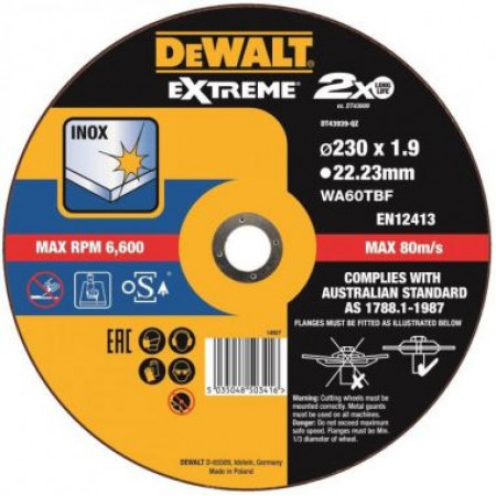Круг отрезной EXTREME 230x22.2x1.9мм тип4 DT43939-QZ DeWalt Круг отрезной EXTREME 230x22.2x1.9мм тип4 DT43939-QZ DeWalt