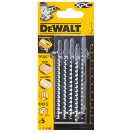 Пилка для лобзика по дереву XPC 100x75x2.5x40 мм T101BR 5шт DT2207-QZ DeWalt