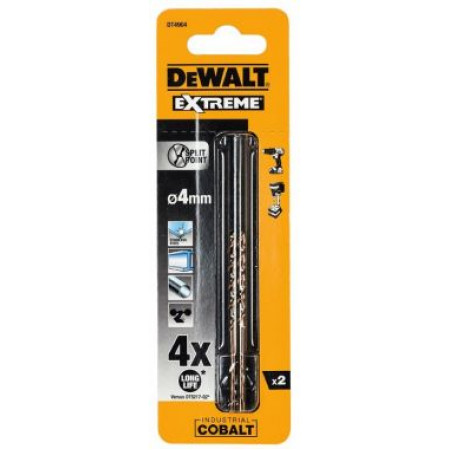 Сверло по металлу COBALT 8%, 4 x 75 x 43 мм, 2 шт. DT4904-QZ DeWalt