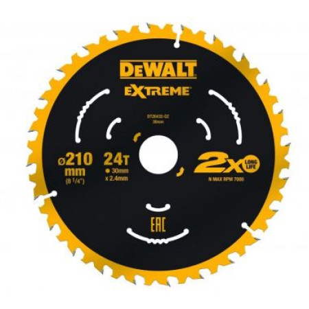 Пильный диск EXTREME 210/30, 24T ATB7 DeWalt DT20432-QZ Пильный диск EXTREME 210/30, 24T ATB7 DeWalt DT20432-QZ