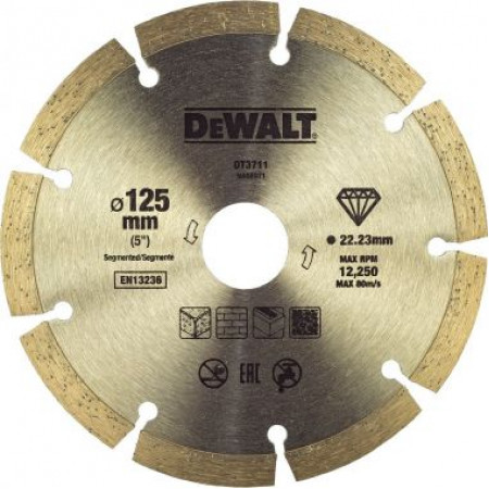 Алмазный круг сегментный универсальный 125х22.2,h=7мм DT3711-QZ DeWalt