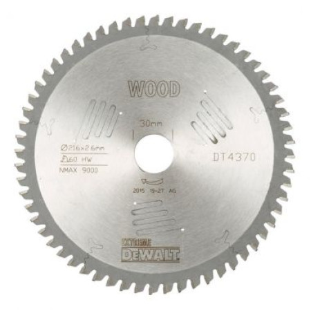 Пильный диск EXTREME, по дереву 216/30, 1.8/2.6, 60 TFZ -5° DeWalt DT4370-QZ