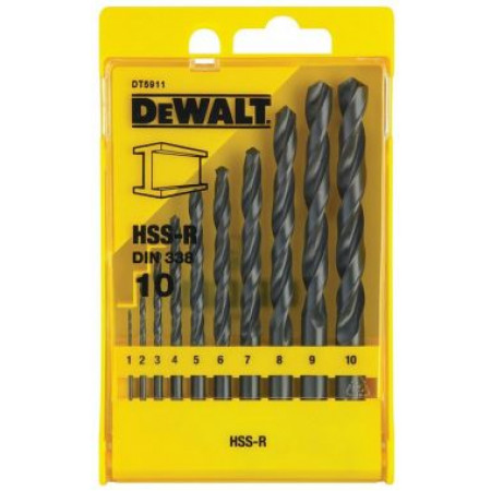 Набор сверл по металлу, HSS-R, в пластиковой кассете, 10 шт., (1-10) DT5911-QZ DeWalt