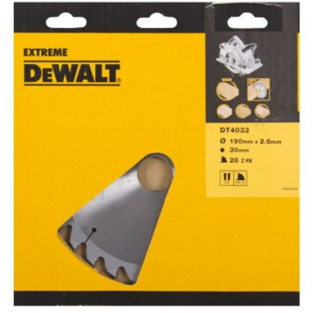 Пильный диск EXTREME по дереву 190/30 1.8/2.6 28 WZ10° DT4033-QZ DeWalt