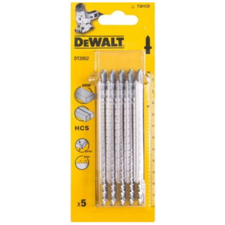 Пилка для лобзика по дереву HCS 116x87x3.0x65 мм T301CD 5шт DT2052-QZ DeWalt